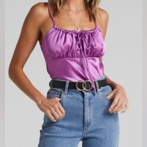 Purple satin tank top